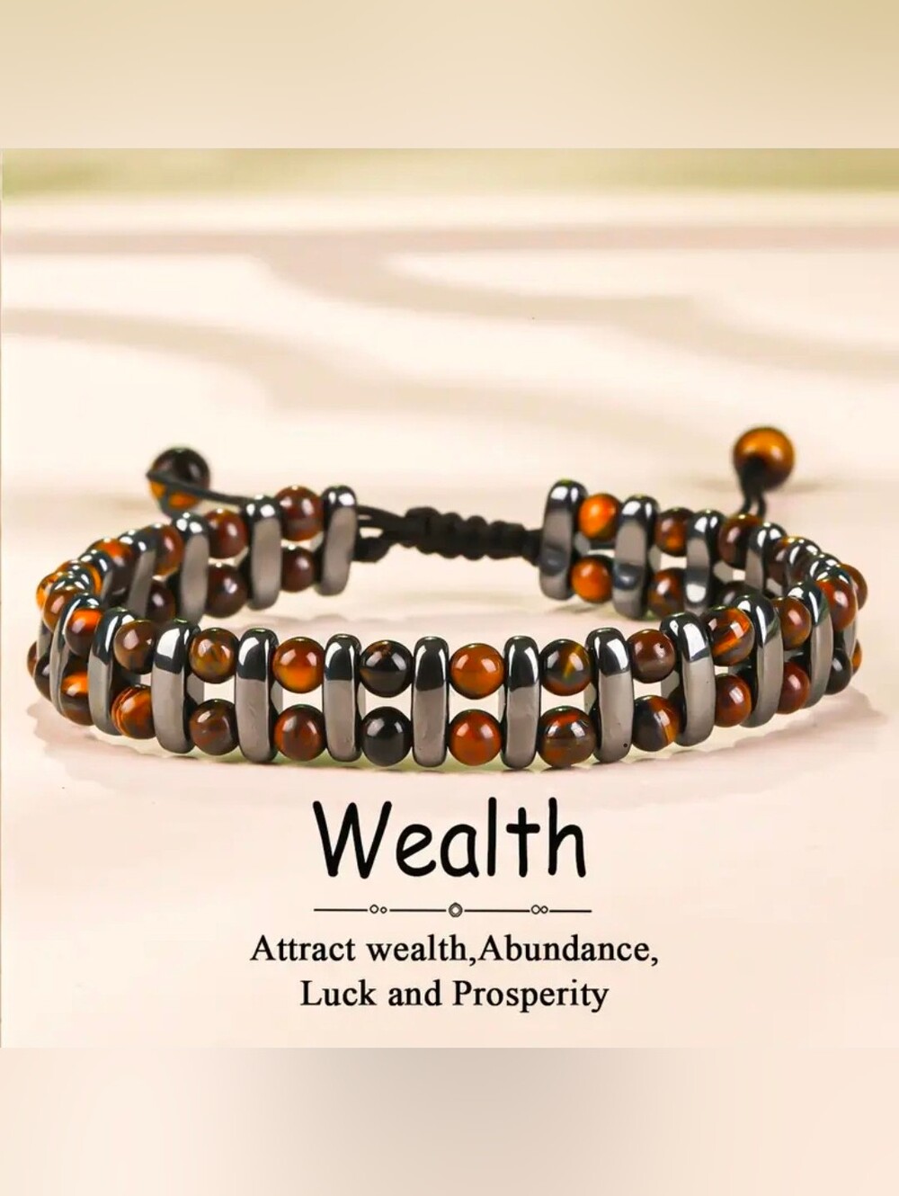 Beaded Tiger Eye Hematite Bracelet - Wealth
